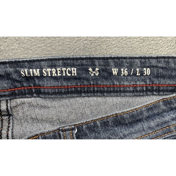 MBX Denim Jeans Men's Size 36X30 Slim Stretch Blue Distressed Dadcore Well Loved - Picture 8 of 16